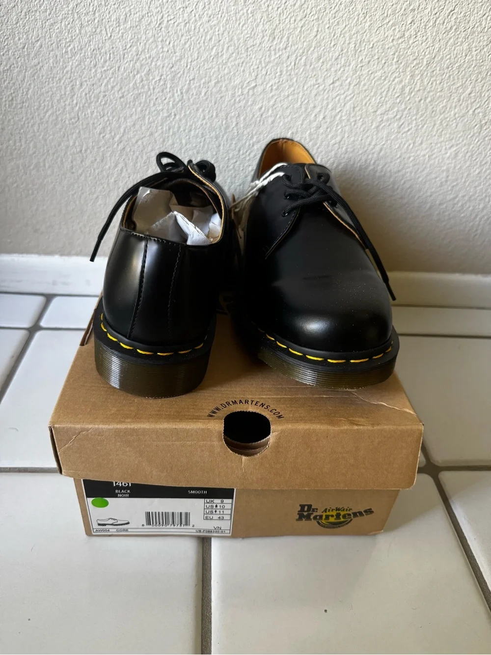 Dr. Martens Black 3-Eye Oxford with Yellow Stitching